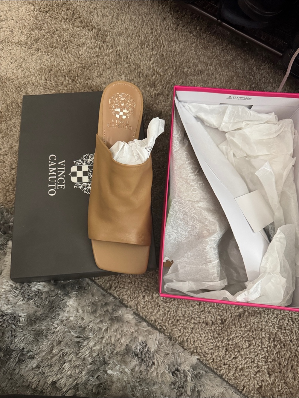 Vince Camuto Tan Slide Mule with Square Toe